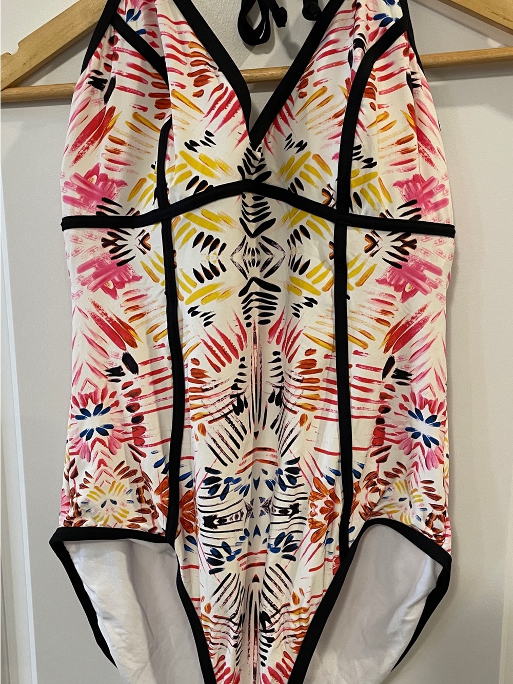 Ivanka Trump Multicolor Floral One-Piece Swimsuit with Black Trim